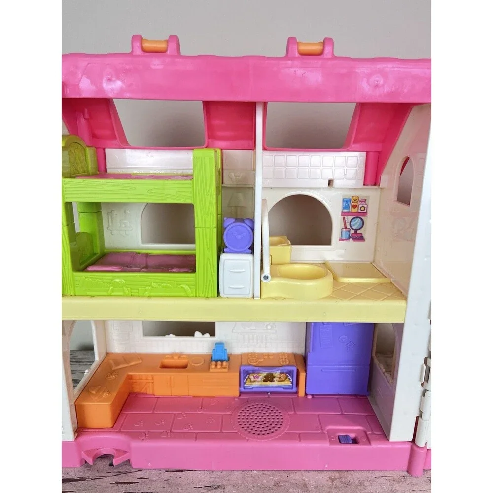 Fisher Price Little People Happy Sounds Home Dollhouse Pink 2015 Mattel Works